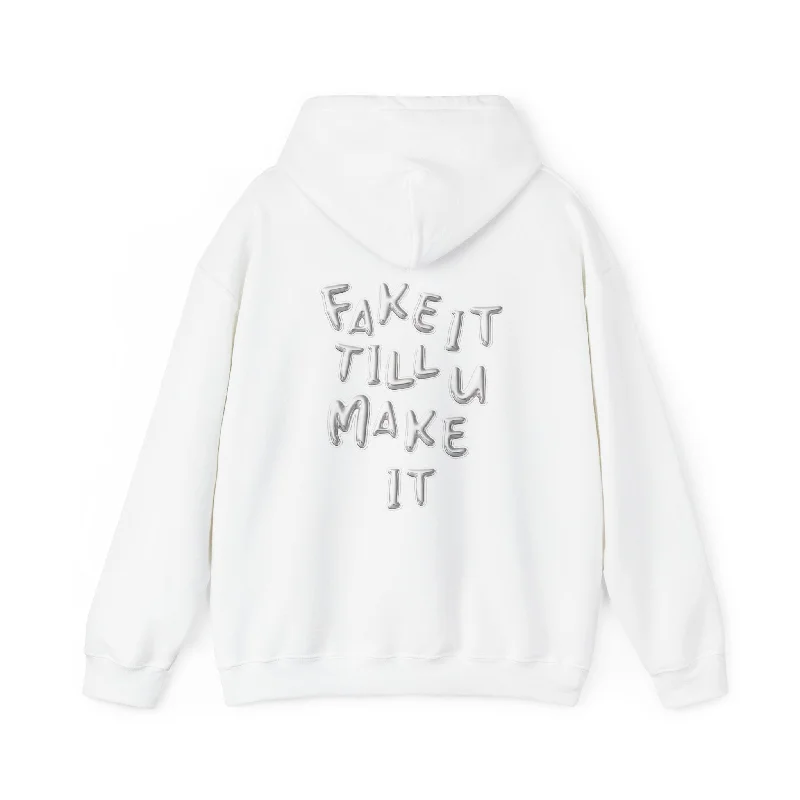 Hoodie with contrast cuffs men-Fake It Till You Make It Hoodie