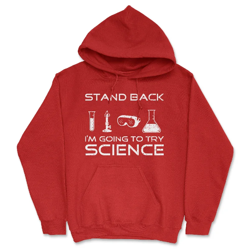 Hoodie with graphic cuffs men-Stand Back I'm Going To Try Science Hoodie