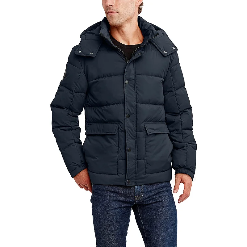 Men's tactical parka jackets-HFX Men's Puffer Jacket with Hood, Water and Wind Resistant, Midnight