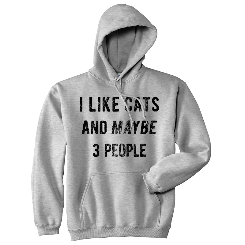 Hoodie for casual evenings men-I Like Cats And Maybe 3 People Hoodie