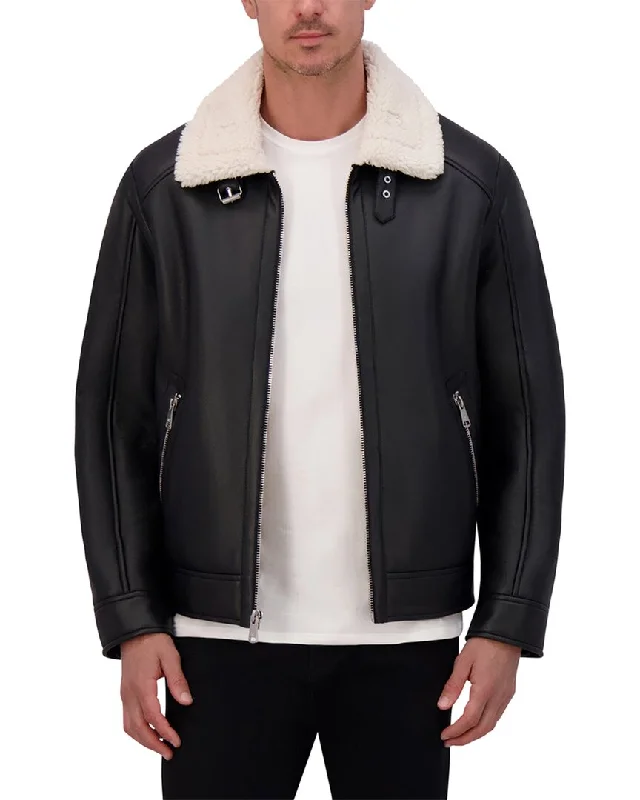 Men's plush quilted jackets-Kenneth Cole Moto Jacket