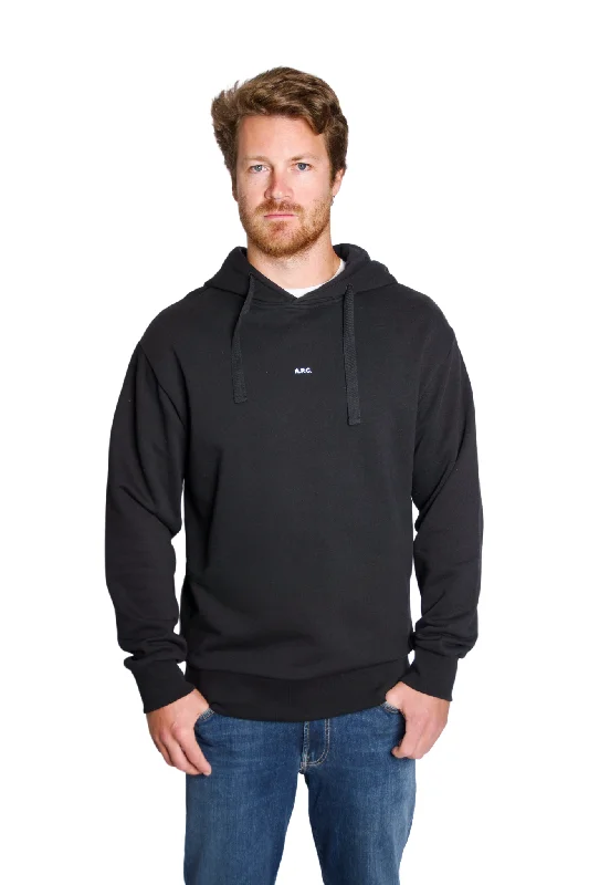 Hoodie with retro pattern men-Larry Hoodie in Black