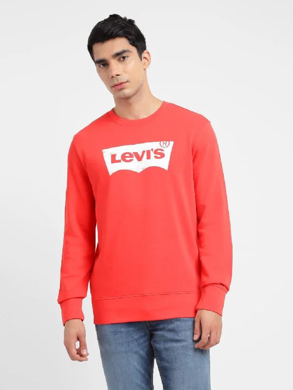 Hoodie for outdoor evenings men-Men's Brand Logo Crew Neck Sweatshirt