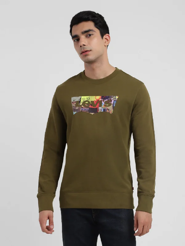 Hoodie for casual outings men-Men's Printed Crew Neck Sweatshirt