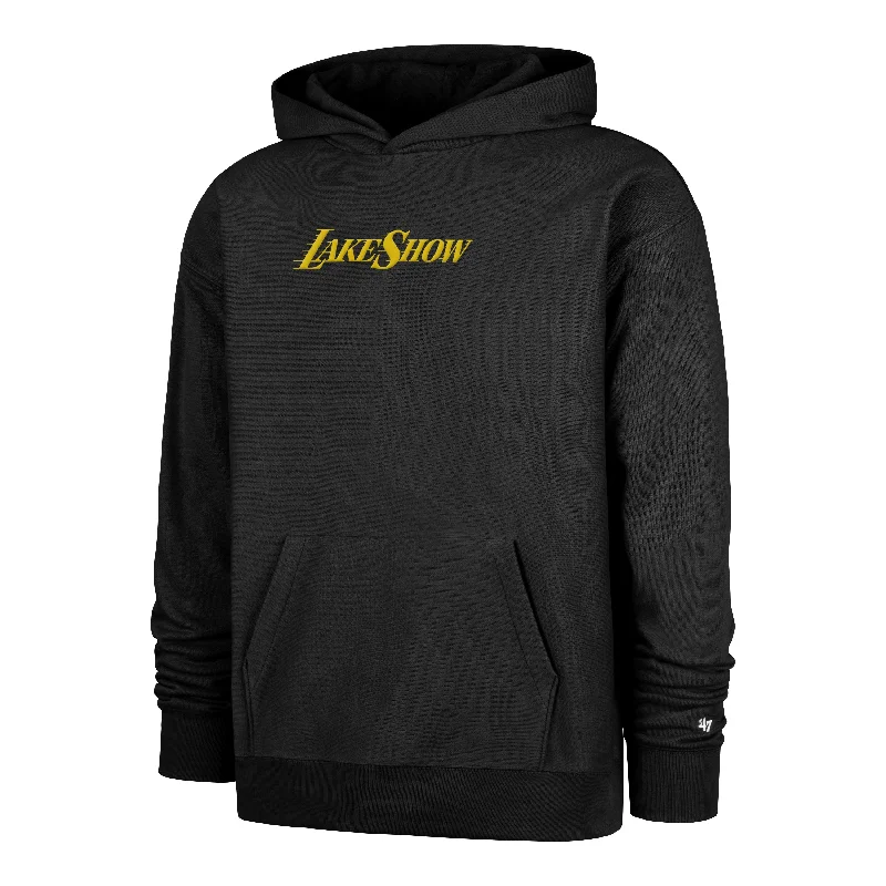 Men’s sleek grey pullover-LOS ANGELES LAKERS CITY EDITION DOUBLE CROSSOVER '47 FOUNDATION HOOD