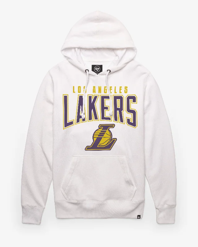 Men’s comfy grey pullover-LOS ANGELES LAKERS TEAM ELEMENTS ARCH '47 HEADLINE HOOD