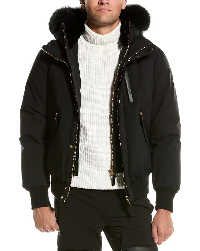 Men's heavy-duty parka jackets-Mackage Dixon Leather-Trim Down Coat