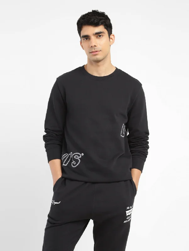 Hoodie with urban logo men-Men's Brand Logo Crew Neck Sweatshirt