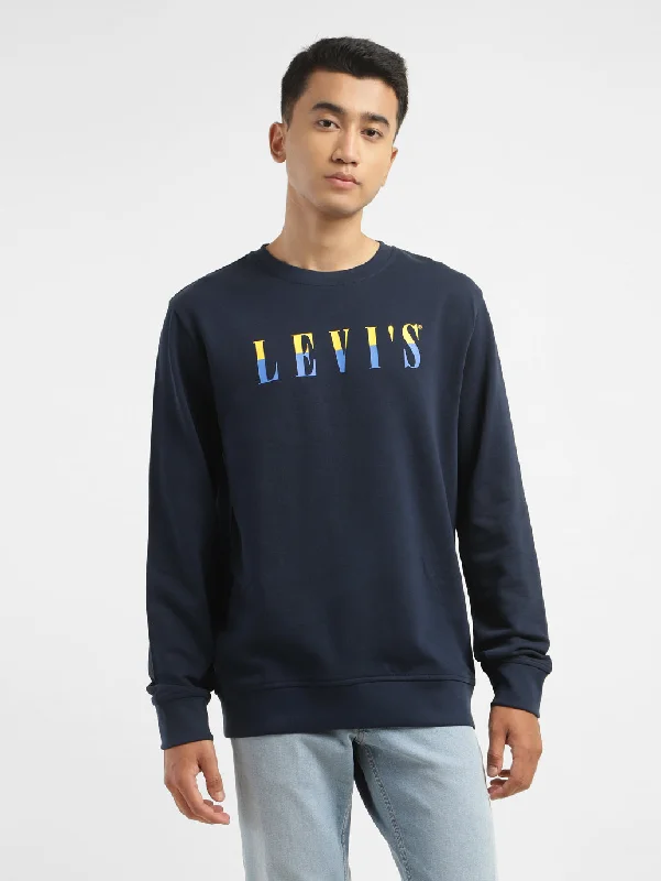 Hoodie with contrast hem men-Men's Brand Logo Crew Neck Sweatshirt