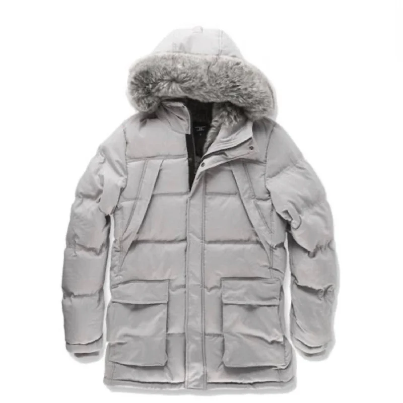 Men's insulated puffer jackets-Men's Fargo Fur Lined Parka 2.0 Jacket In Light Grey