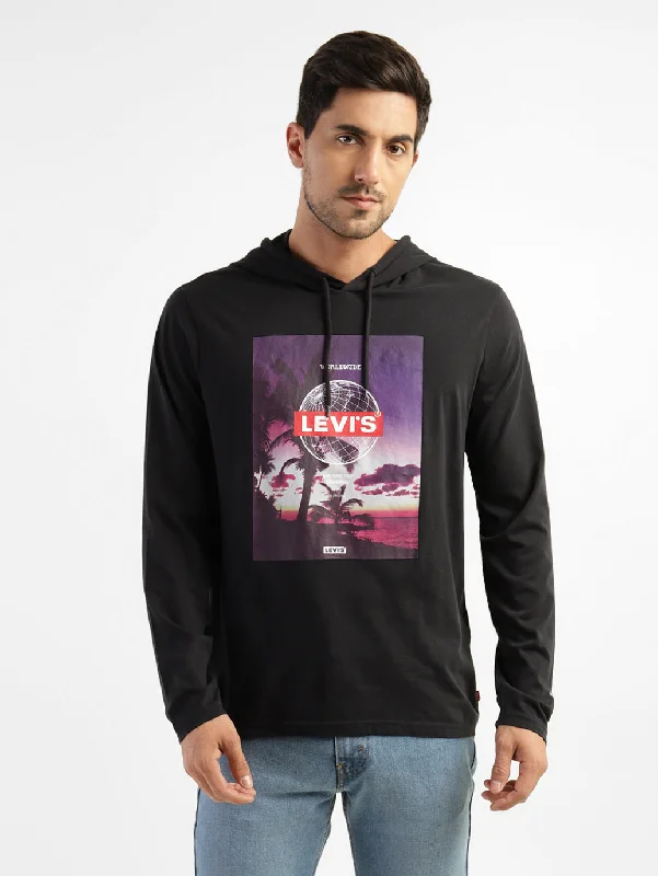 Hoodie with vintage print men-Men's Graphic Print Hooded Sweatshirt