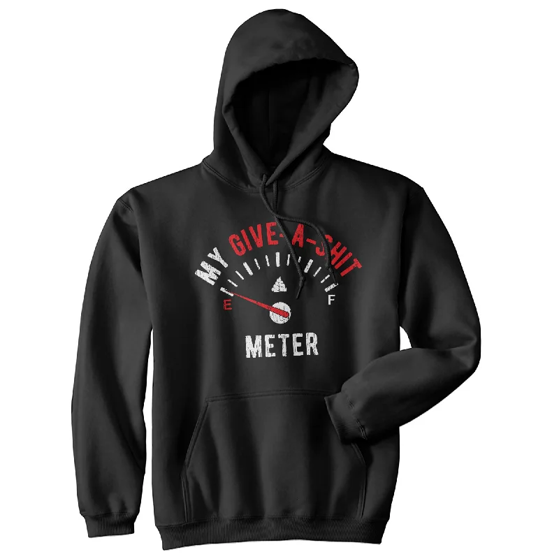 Men’s durable sporty hoodie-My Give-A-Shit Meter Unisex Hoodie Funny Give No Shits Graphic Novelty Hooded Sweatshirt (Black) -