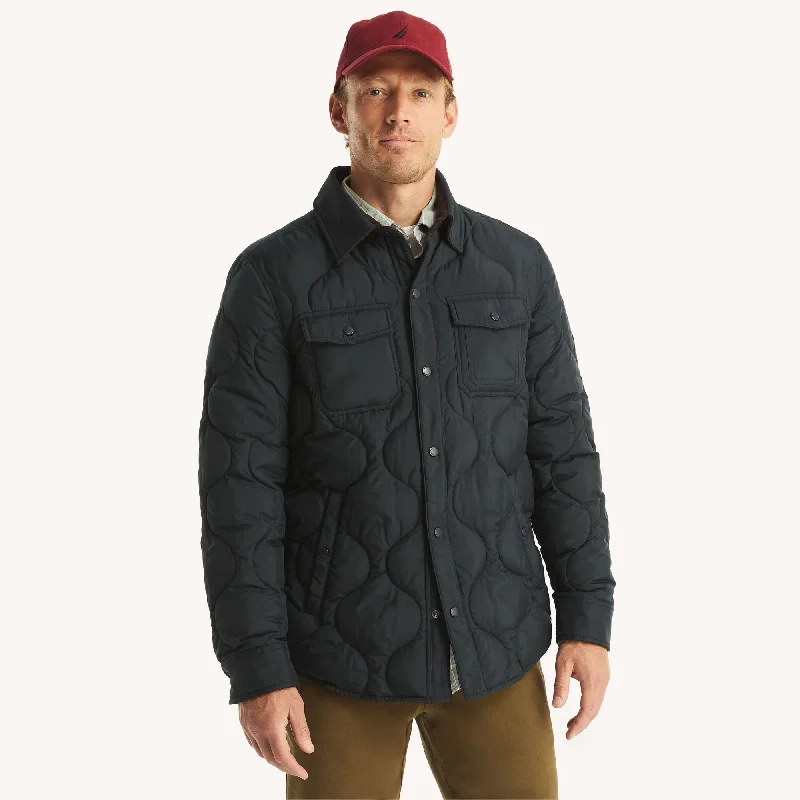 Men's textured quilted jackets-Nautica Mens Tempasphere Quilted Shirt Jacket