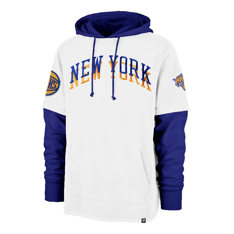 Men’s premium navy hoodie-NEW YORK KNICKS CITY EDITION TRIFECTA '47 SHORTSTOP HOOD