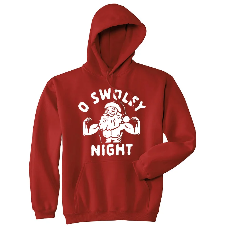 Men’s soft navy hoodie-O Swoley Night Unisex Hoodie Funny Xmas Buff Ripped Santa Claus Joke Hooded Sweatshirt