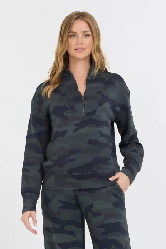 Hoodie for evening hangouts men-Onyx Camo Printed Cloud Fleece Quarter Zip