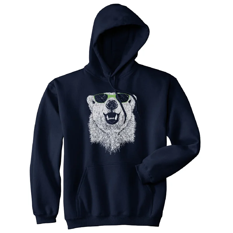 Men’s cozy grey pullover-Polar Bear In Sunglasses Hoodie