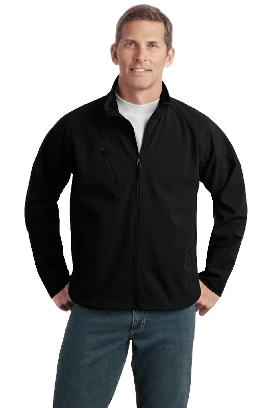 Men's bleached denim jackets-Port Authority Men's Tall Textured Soft Shell Jacket. TLJ705