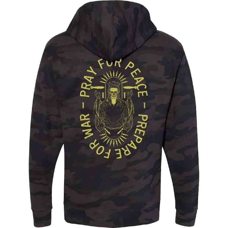 Men’s sleek black hoodie-Pray For Peace. Prepare For War. Hoodie