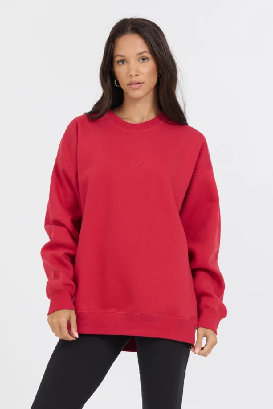 Hoodie with bold logo men-Red Proweave Crewneck