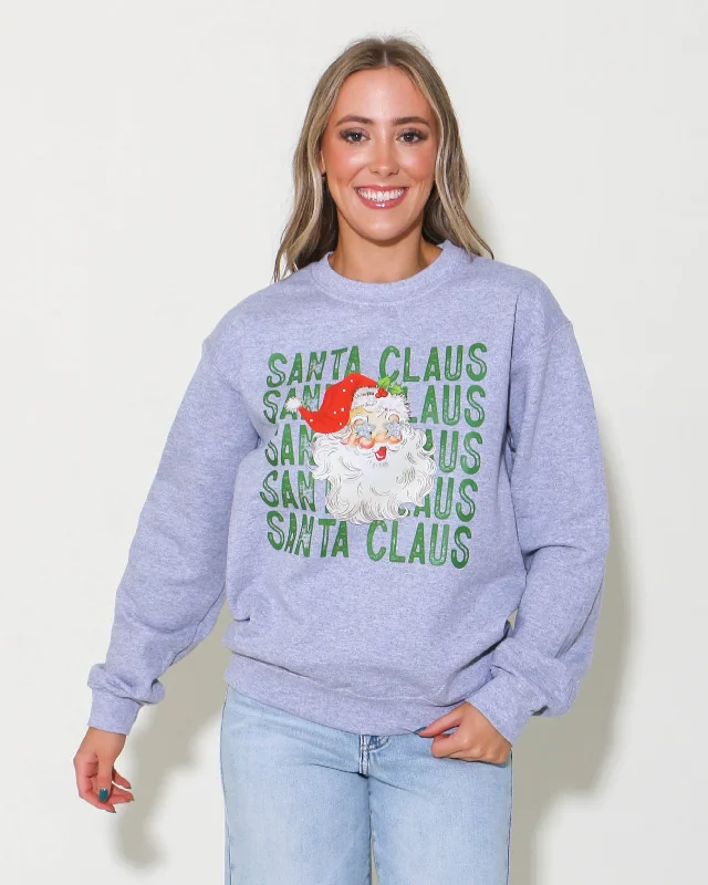 Men’s breathable sport pullover-Santa Claus Block Letter Gray Sweatshirt