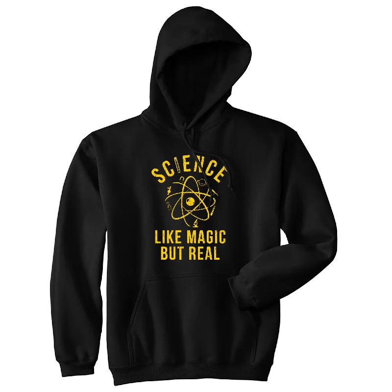 Men’s durable black hoodie-Science Like Magic But Real Hoodie