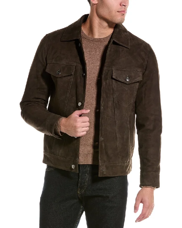 Men's tactical parka jackets-Slate & Stone Suede Trucker Jacket