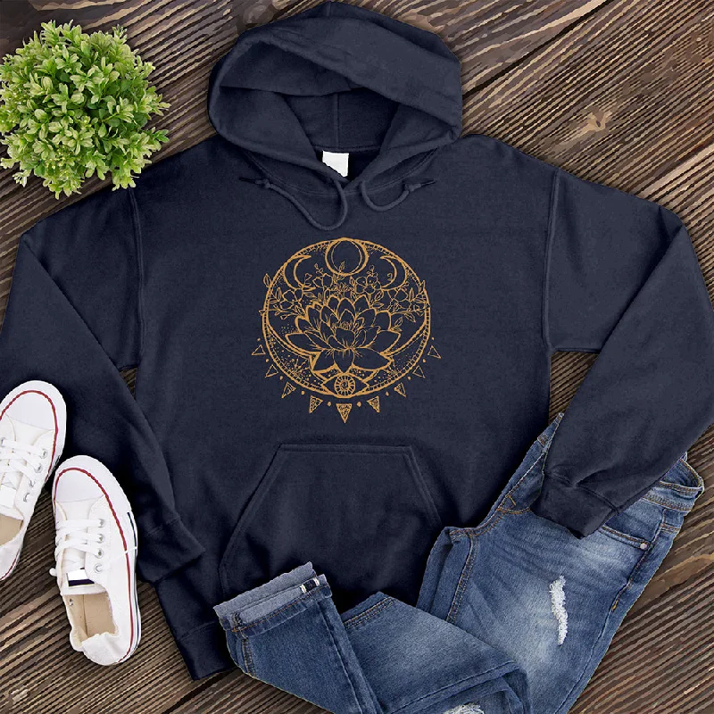 Men’s cozy navy hoodie-Third Eye Lotus Moon Hoodie