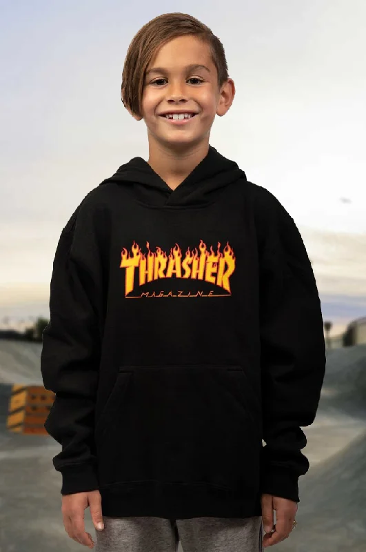 Men’s comfy urban hoodie-Thrasher Youth Flame Logo Hoodie