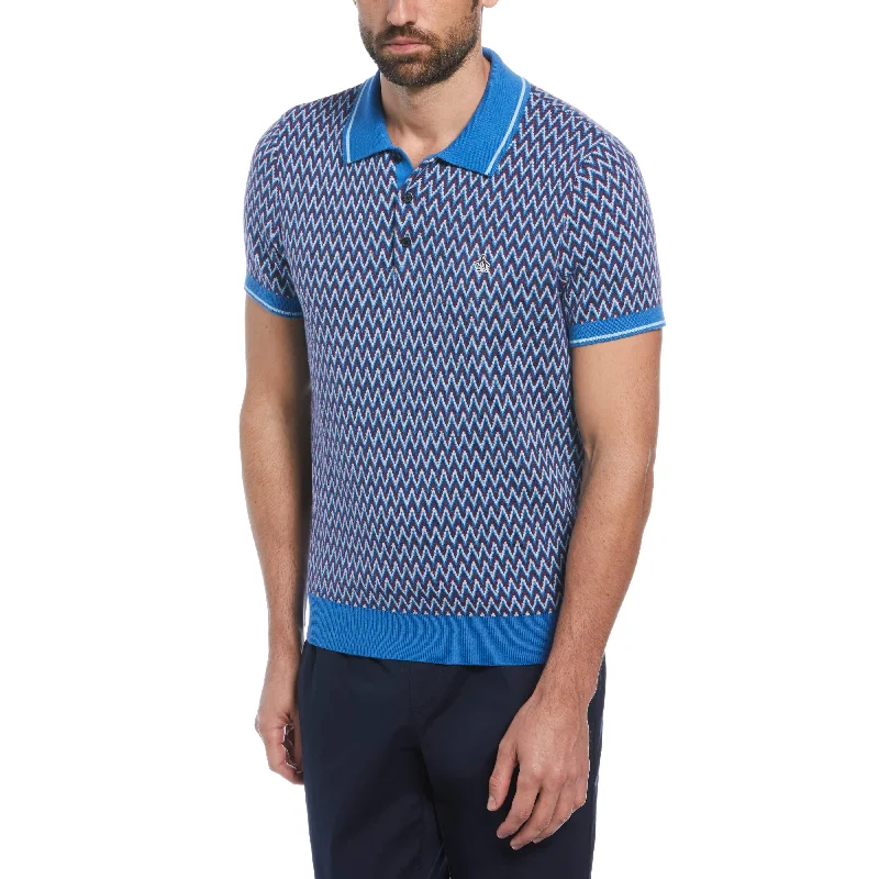 Cotton Jacquard Sweater Polo