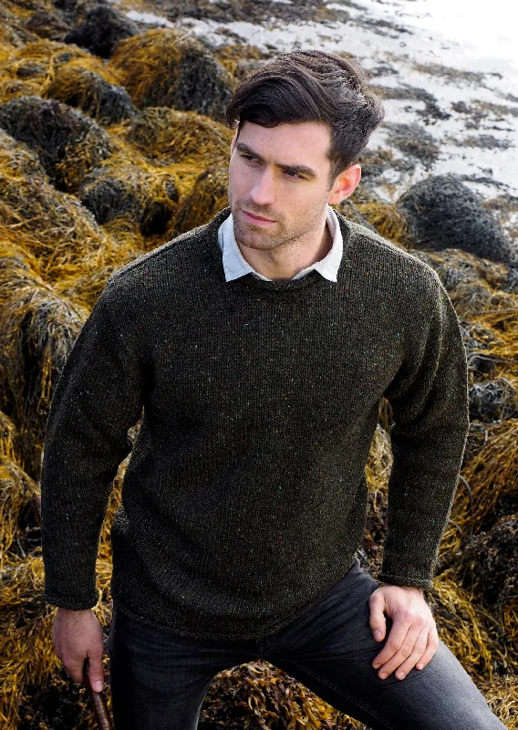 Donegal Curl Neck Sweater | Green