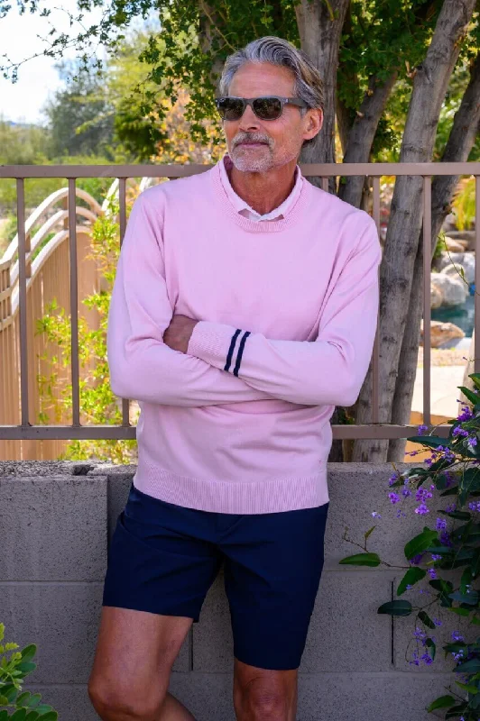 Men's Light Pink Striped Crewneck Sweater