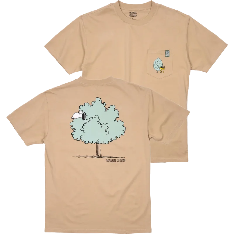 trendy short sleeve shirts for sports activities -Peanuts X Parks Project Woodstock Pocket Tee