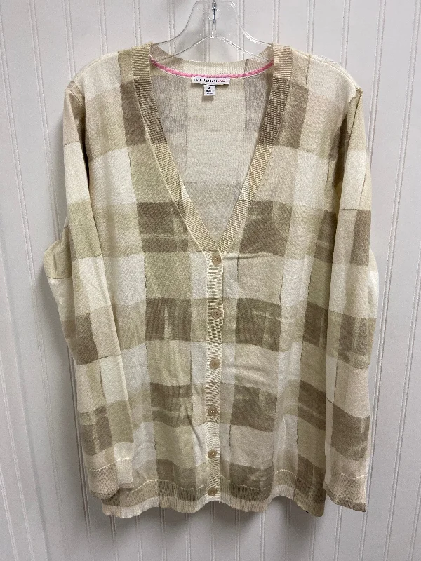 men’s casual short sleeve button-up shirts -Sweater Cardigan By Isaac Mizrahi Live Qvc In Taupe, Size: Xl