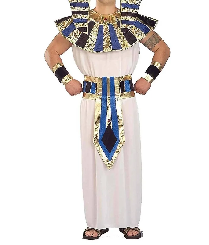 Men's leisure shirts-Adult Super Tut Costume In White/blue/gold