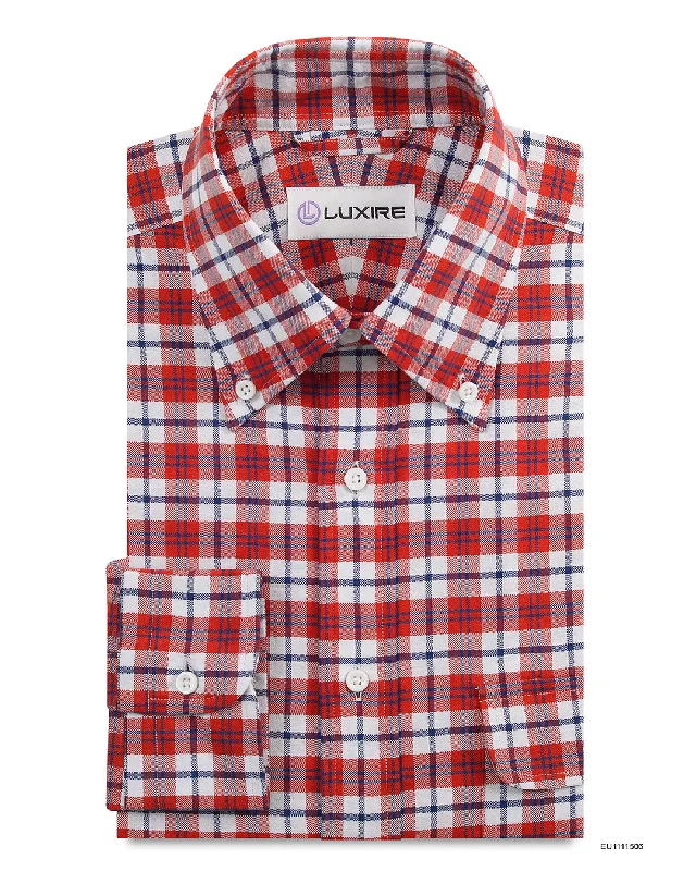 Men's urban-chic shirts-Oxford: Red Navy Madras