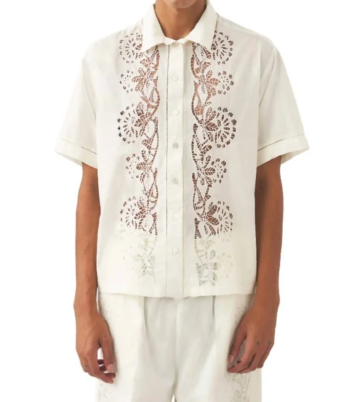 Men's globetrotter shirts-Aloha Shirt In Cream