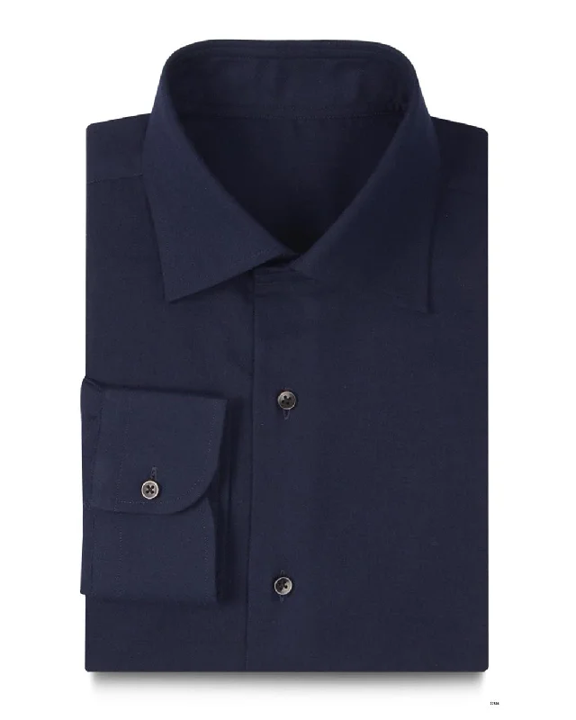 Men's cliff shirts-Cashmerello Alumo: Dark Navy Blue Cotton Twill