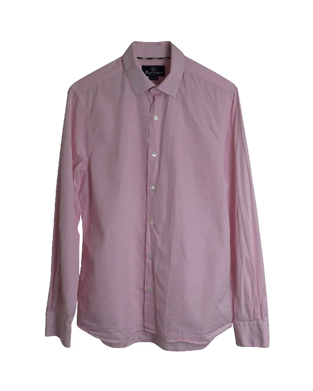 Men's imported shirts-Aquascutum Classic Dress Shirt in Pink Cotton