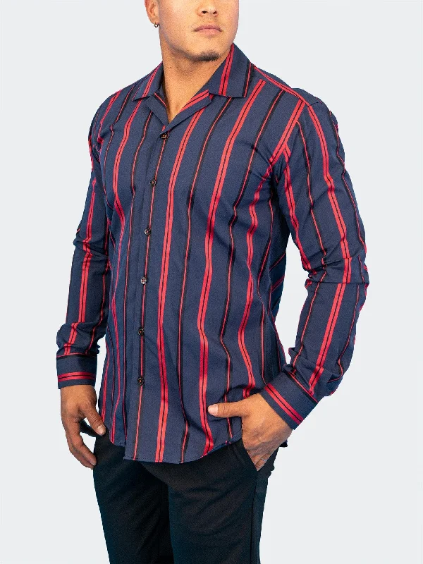 Men's upbeat shirts-Archemedis BoldStripe Blue