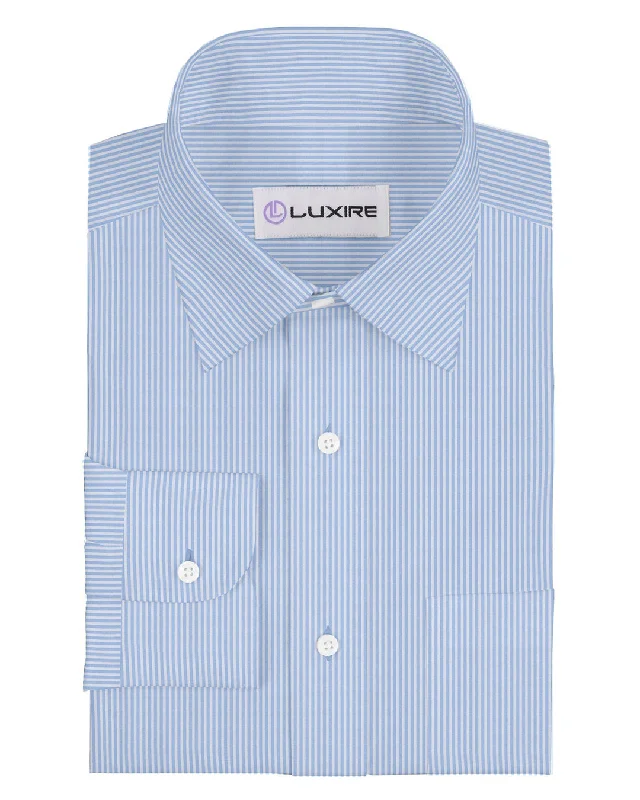 Men's drifter shirts-Arctic Blue White Stripes Seersucker Shirt