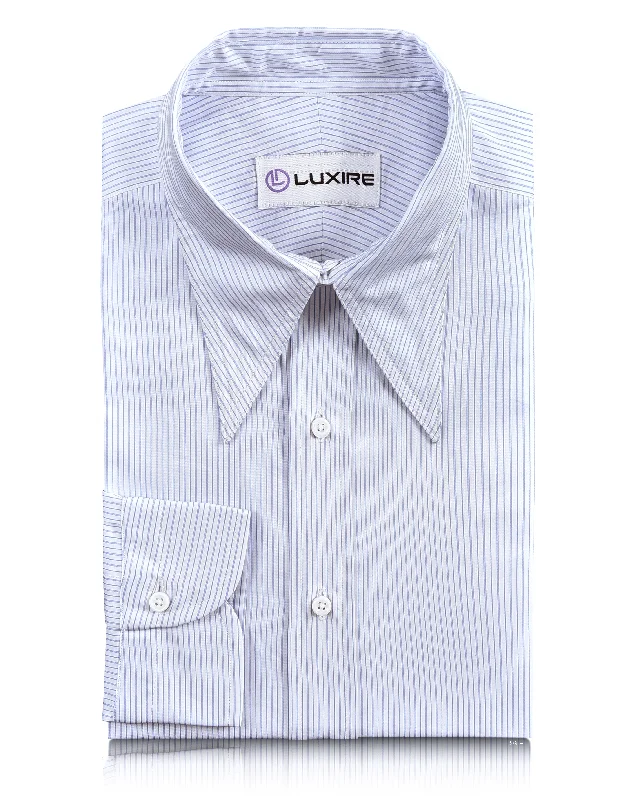 Men's white-collar shirts-Baby Blue Whtile Pencil Stripes Shirt