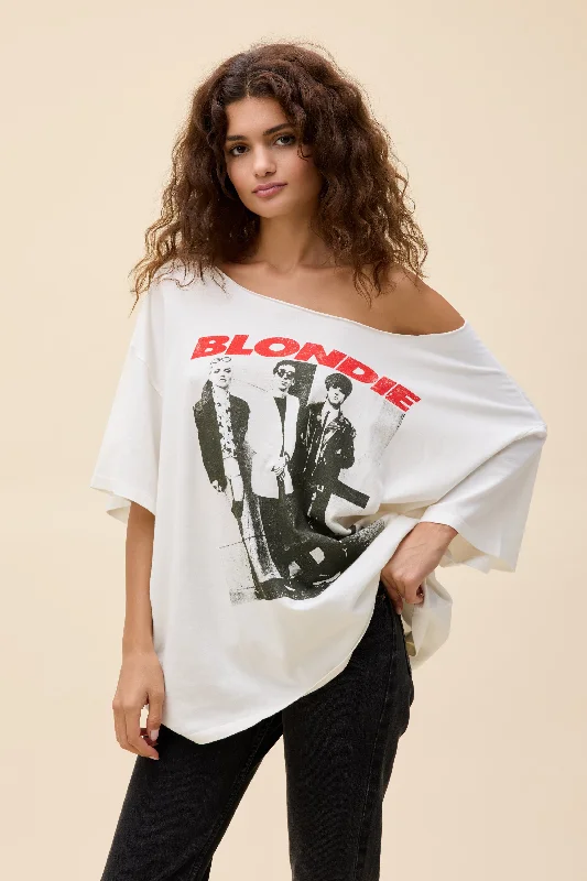 stylish and versatile short sleeve shirts for travel -Blondie Self-Titled Off-The-Shoulder OS Tee