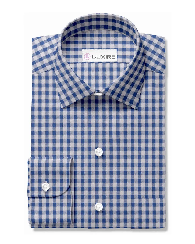 Men's twilight-vibe shirts-Blue White Gingham Checks