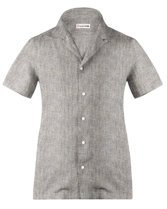 Men's lift shirts-Camp collar PRESET STYLE in Brown Linen