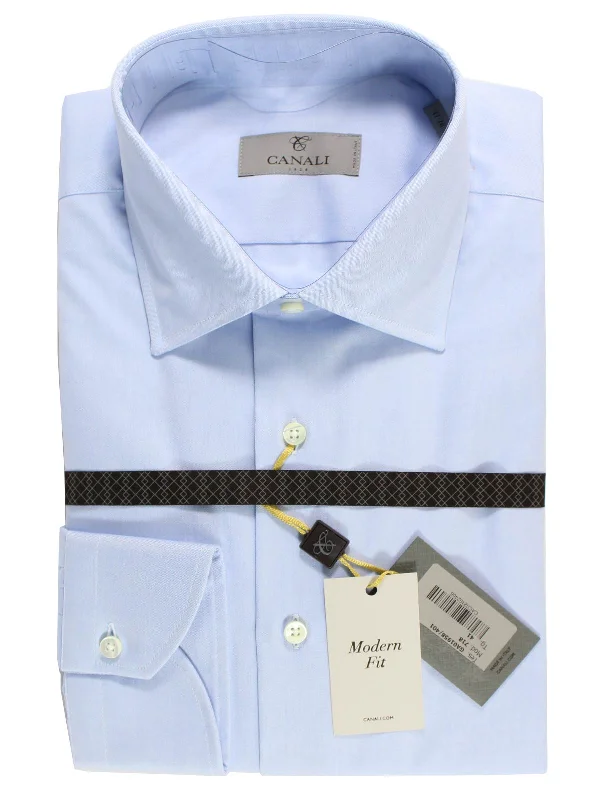 Men's hi-vis shirts-Canali Dress Shirt Light Blue - Modern Fit 44 - 17 1/2 SALE