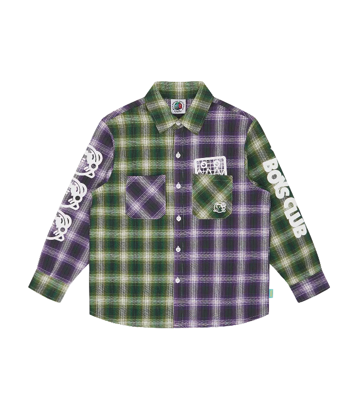 Men's slate shirts-KIDS CHECK SHIRT - PURPLE