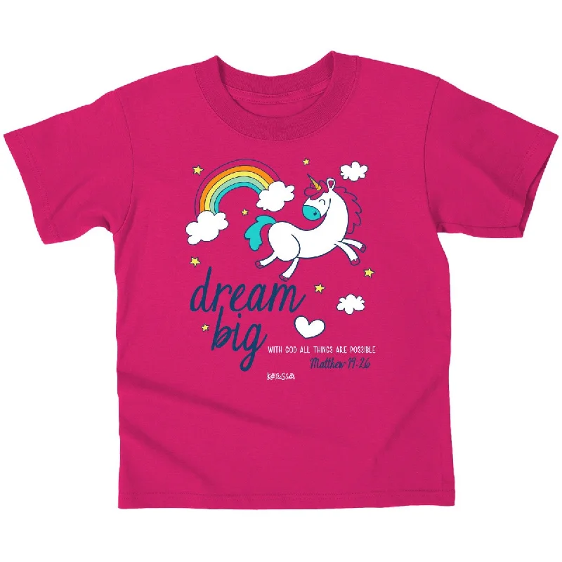 men’s premium short sleeve shirts for summer fashion -Cherished Girl Dream Big Unicorn Christian Toddler Youth T-Shirt