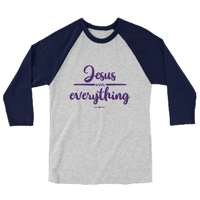 trendy short sleeve shirts for work and play -Cherished Girl Grace & Truth Jesus Over Everything  Christian Long Sleeve Raglan T Shirt