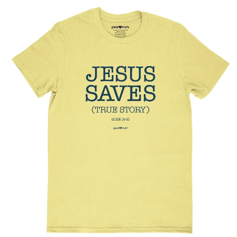 men’s short sleeve shirts for both casual and formal events -Cherished Girl Grace & Truth Jesus Saves True Story Girlie Christian Bright T Shirt